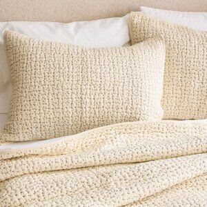 QUINCE King Organic Cotton Hand Stitched 2 Quilted Shams 5⭐Customer Reviews